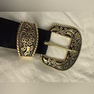 Free people black with gold hardware belt